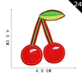 Detailed cherry embroidery patch DIY accessory, red fruits with green leaf, 4.5 x 4.0 CM size - Cherry 14