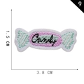 Pink and blue candy shaped self-adhesive embroidery patch with Candy text logo - Pink Blue Candy Style (9*)