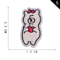 Self-adhesive cartoon bear embroidery patch in cream white with size 3.3 x 1.8 cm - Bowknot Heart Bear Style (5)