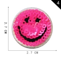Roze pailletten smiley patch, ronde borduurapplicatie van 2,7 cm voor kleding decoratie - Roze (4)