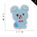Embroidered light blue bear patch with pink bow tie and white edge, 3.8 x 2.9 cm size - Light Blue Bear Style (7*)