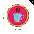 Écusson brodé tasse de café rose avec bord jaune et diamètre de 4,5 cm - Tasse de Café (7)