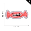 Pink candy embroidered patch with Candy text and white frayed edges, 3.8 x 1.6 cm - Pink Candy Style (8*)