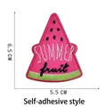 Self-adhesive watermelon slice embroidery patch with Summer Fruit text 6.5x5.5cm - Watermelon 12