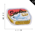 Cartoon sardine can embroidered patch with blue shark design for clothing 4.2x2.8 CM - Sardine Can Style (13*)