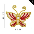 Golden yellow butterfly embroidery patch with red details, size 3.5x4.0 cm - Golden Yellow Butterfly