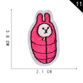 Pink rabbit cartoon embroidery patch with yellow bell detail for DIY sewing 3.8x2.1cm - Pink Bell Rabbit Style (11)