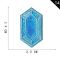 Blue and silver hexagonal gem embroidery patch with iridescent finish, size 3.9cm x 2.0cm - Iridescent Gem Style (14)