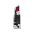 Lipstick embroidered iron-on patch with red lipstick design and Lip text for DIY clothing - Lipstick Figure-Lip