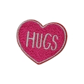 Écusson autocollant en forme de cœur rose avec broderie HUGS et finitions soignées - Cœur Rose Rouge-HUGS