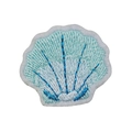 Self-adhesive light blue shell embroidery patch with detailed navy blue stitch lines - Blue Shell