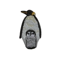 Self-adhesive embroidered penguin patch featuring a parent and child animal design - Penguin Family