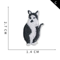 Embroidered black and white cat patch variant C, size 2.7 x 1.4 cm for clothes - Black and White Cat Style (C)
