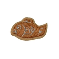 Orange fish embroidery patch with detailed white stitching for DIY clothing repair and decoration - Orange Small Fish