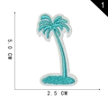 Tropical coconut tree embroidered patch in tiffany blue and white, 5.0 cm height - Coconut Tree Style (1)
