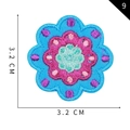 Blue and pink floral embroidered patch for DIY clothing, 3.2cm symmetrical flower applique - Eight Petal Flower Style (I)