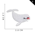 Detailed white whale embroidered patch style D measuring 2.8cm wide for clothes - Whale Style (D)