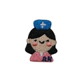 Embroidered cartoon nurse patch with RN lettering and pink uniform for DIY clothing - Nurse Figure-RN