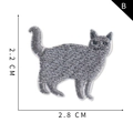 Dark grey cat embroidery patch for clothes and bags, size 2.8cm x 2.2cm, code B - Gray Cat Style (B)