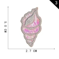 Embroidered conch shell patch with pink purple holographic glitter and silver trim - Conch Style (3)