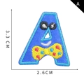 Cartoon blue alphabet A embroidery patch with bowtie for DIY clothing decor - Letter A