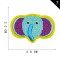 Cartoon light blue elephant embroidered patch with purple ears and yellow border - Elephant Style (7)
