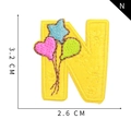 Yellow embroidered letter N patch with stars and heart decor for DIY clothing - Letter N