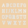 Set of 26 white embroidered English letter patches with bold design for DIY clothing decor - Large White Full Alphabet