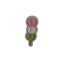 Three-color dango embroidery patch in pink white and green with self-adhesive backing - Tricolor Dango