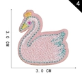 Écusson brodé cygne rose avec couronne jaune et bordure cyan, taille 3,0 x 3,0 cm - Cygne Rose (4)