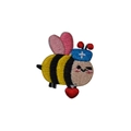 Cartoon bee nurse embroidered patch with yellow body, pink wings and red heart detail - Nurse Bee