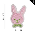 Écusson brodé lapin rose autocollant avec détail nœud vert, taille 3,5 x 2,1 cm - Lapin Rose (5)