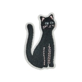 Detailed black cat embroidered patch with pink accents and durable white edging - Black Cat Cartoon