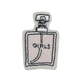 Pink perfume bottle embroidered patch with black GIRLS text and white felt border - Pink Perfume Bottle-GIRLS