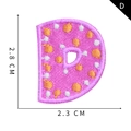 Parche bordado letra D rosa con puntos de colores para decoración de ropa DIY - Letra D