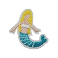 Self-adhesive embroidered mermaid patch with golden hair and teal tail for clothing - Cartoon Mermaid