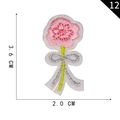 Pink flower embroidery patch with silver bow decoration measuring 3.6 by 2.0 cm - Pink Flower (12)