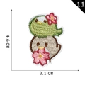Embroidered cartoon bird patch No. 11 with pink cherry blossoms size 4.6cm x 3.1cm - Stacked Birds Style (11)