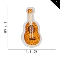 Self-adhesive guitar-shaped embroidered patch in orange and white, size 3.7x1.8cm - Guitar (1)
