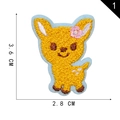 Adhesive cartoon deer embroidery patch with floral detail and size markings - Cartoon Deer Style(1)