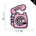 Pink vintage rotary phone embroidered patch with dimensions 3.2cm x 2.4cm on white back - Retro Phone Style(2)