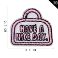Pink heart handbag embroidery patch with 'HAVE A NICE DAY' text, size 2.7x3.1 cm - Handbag HAVE A NICE DAY Style(10)