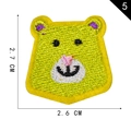 Green cartoon animal embroidery patch with purple ears and self-adhesive backing - Cartoon Hamster Style (5)