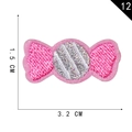 Pink and silver candy-shaped embroidery patch with self-adhesive backing, size 3.2cm x 1.5cm - Candy Shape Style(12)