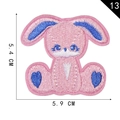 Pink cartoon rabbit embroidery patch with blue heart details and 5.4cm size specs - Cartoon Lop-eared Rabbit Style (13)