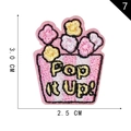 Popcorn-shaped pink heart embroidery patch with Pop it Up text measuring 3.0 by 2.5 CM - Popcorn Pop it Up Style(7)