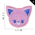 Pink cartoon cat embroidery patch with blue ears and eyes 3.2cm x 2.6cm size - Cartoon Pink Cat Style (4)