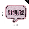 Pink heart-shaped speech bubble embroidery patch with HELLO! text and 3.2cm size details - Speech Bubble HELLO Style(3)