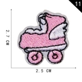 Pink heart embroidery roller skate patch, self-adhesive fabric sticker 2.7x2.5cm - Roller Skates Style(11)