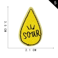 Self-adhesive teardrop yellow embroidery patch with SOUR text and 3.5cm height - SOUR Drop Style (5)